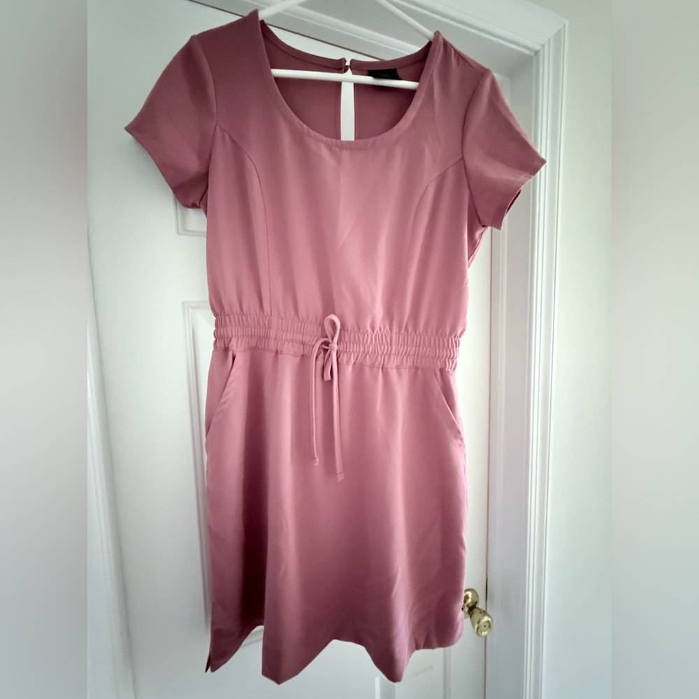 Dusty Rose Short Sleeve Drawstring Mini Dress